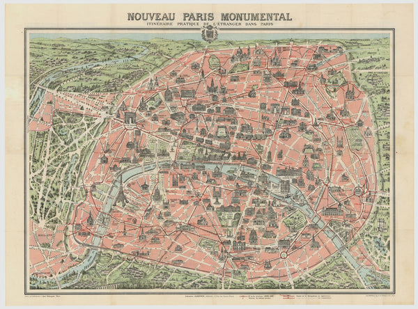 Paris Historic Wall Map 1925