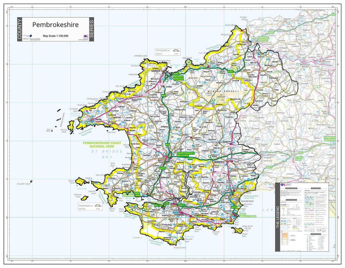 County Map of Pembrokeshire | Mapworld