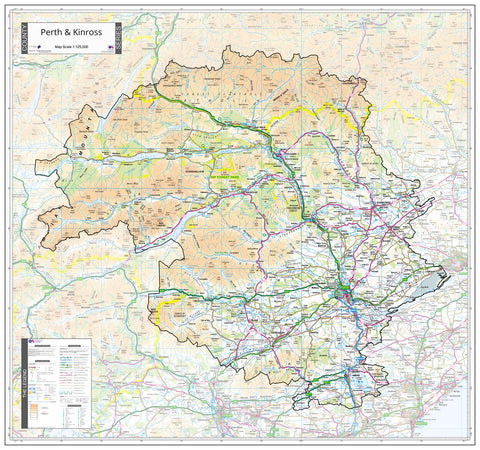 County Map of Perth & Kinross 960 x 900mm