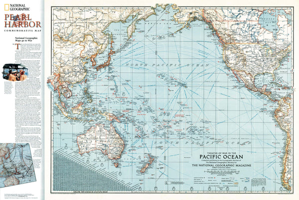 Pacific Ocean Theater of War 1942 Wall Map - Published 2001 by National Geographic