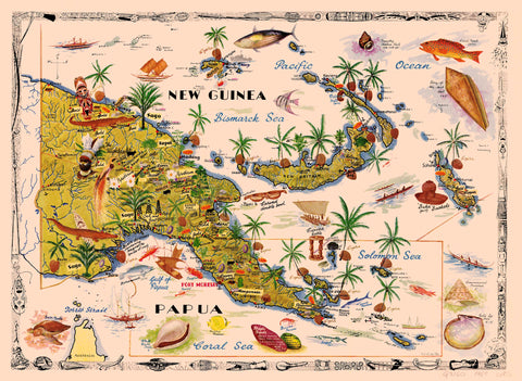 Papua New Guinea Wall Map - Rod Fowler