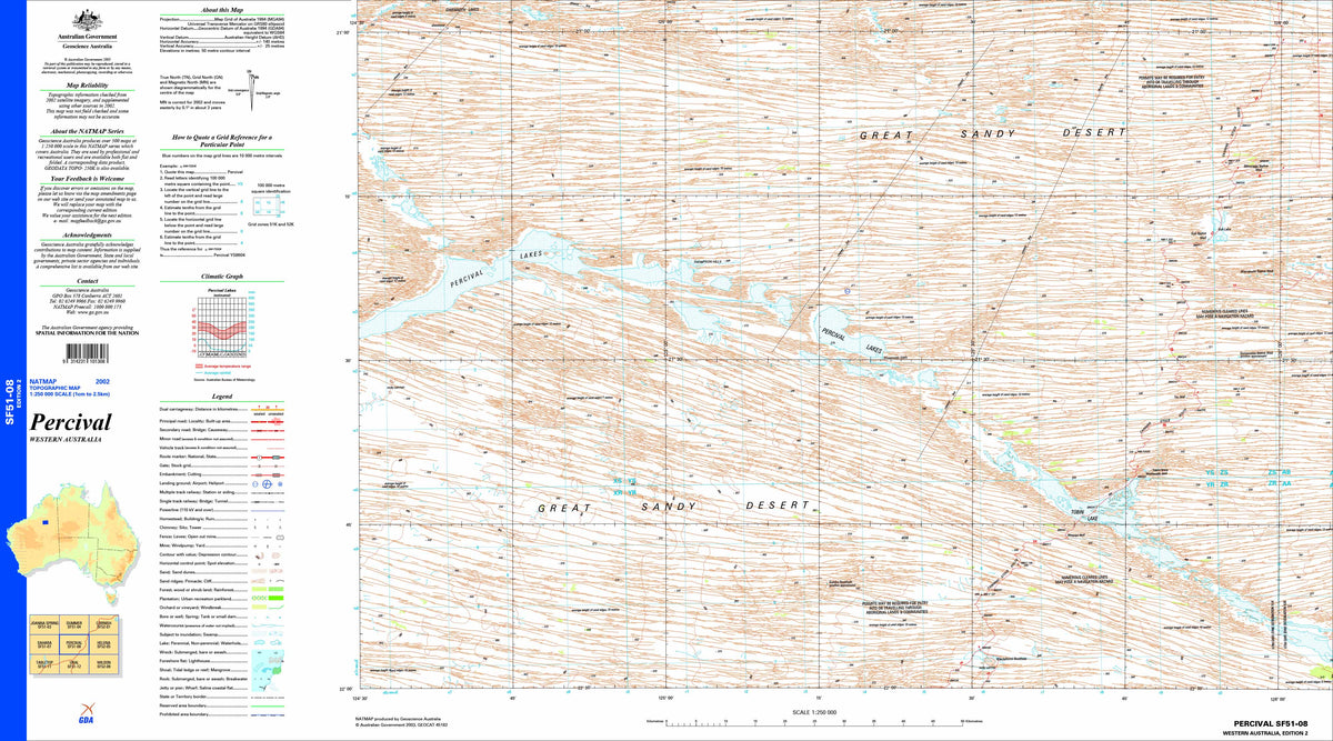 Percival SF51-08 Topographic Map 1:250k | Mapworld