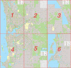 Perth 6 Sheet Map 2015 UBD 2075 x 2000mm Laminated Wall Map