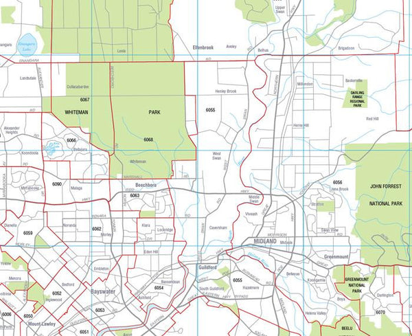 Western Australia & Perth Postcode Map, Buy Postcode Map of Western ...