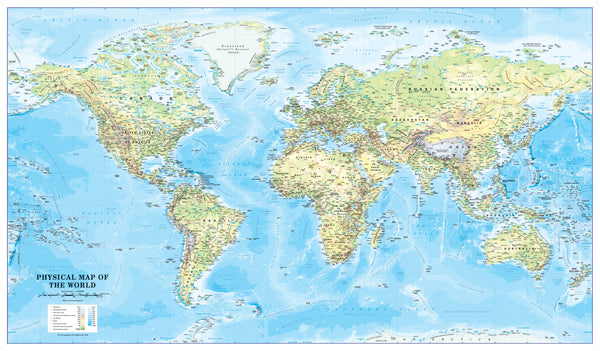 World Physical Supermap on Canvas 1355 x 790mm