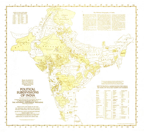 Political Subdivisions of India - Published 1946 by National Geographic