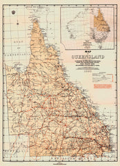 Queensland Stock Routes & Pastoral Wall Map 1893