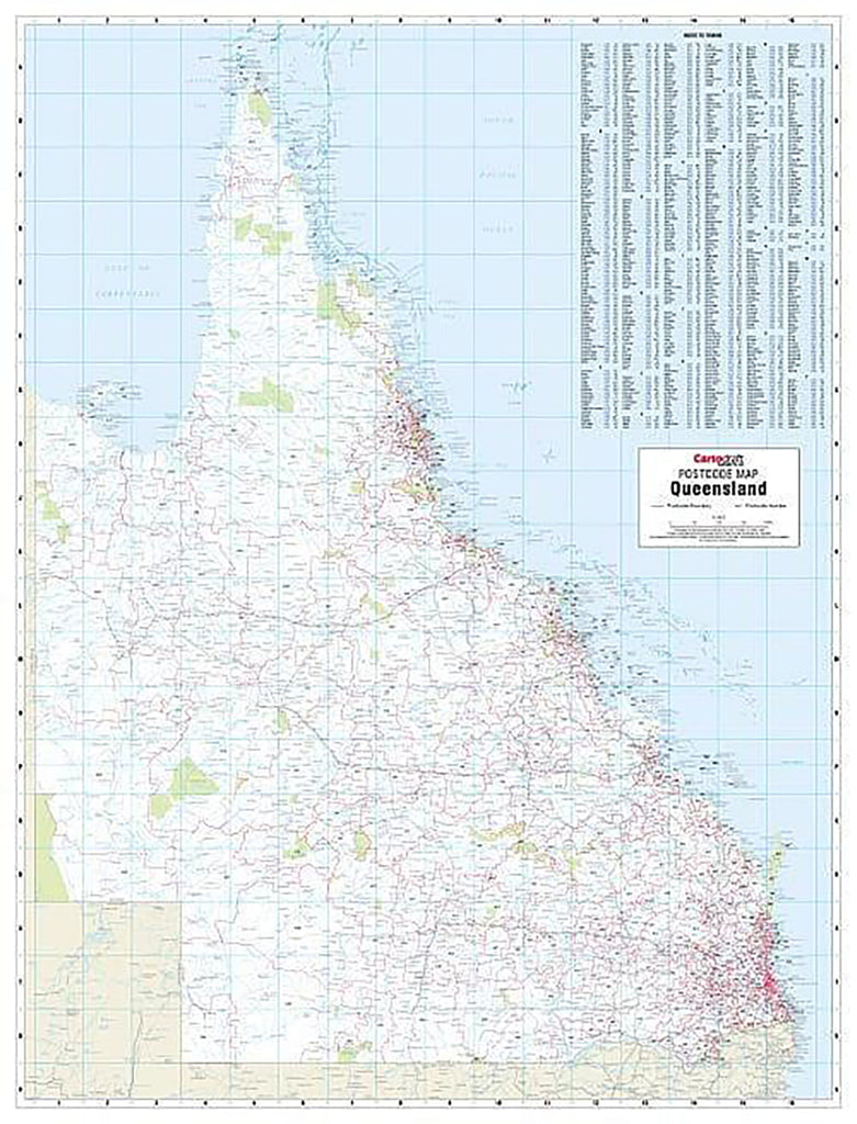 Qld Postcode Map Sticker Queensland & Brisbane Postcode Laminated Wall Map | Mapworld