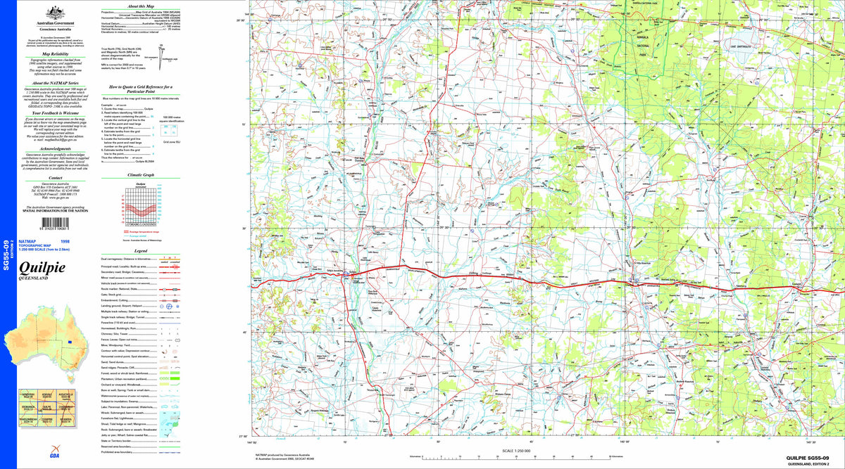 Quilpie SG55-09 Topographic Map 1:250k | Mapworld
