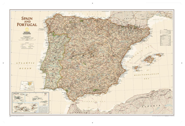 Spain & Portugal Executive NGS 838 x 559mm Wall Map