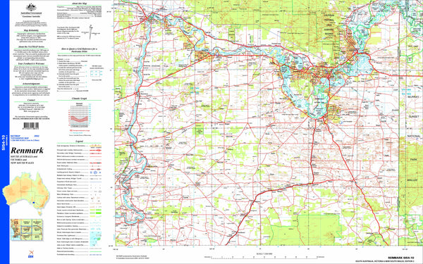Renmark SI54-10 Topographic Map 1:250k