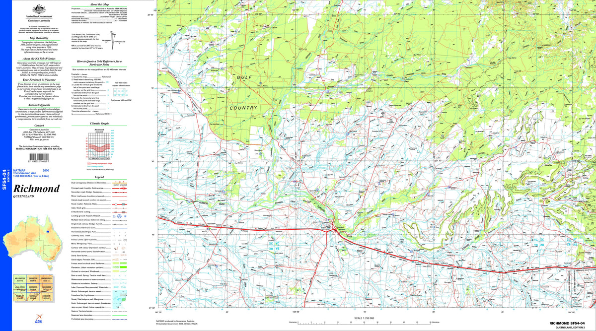 Richmond SF54-04 Topographic Map 1:250k | Mapworld