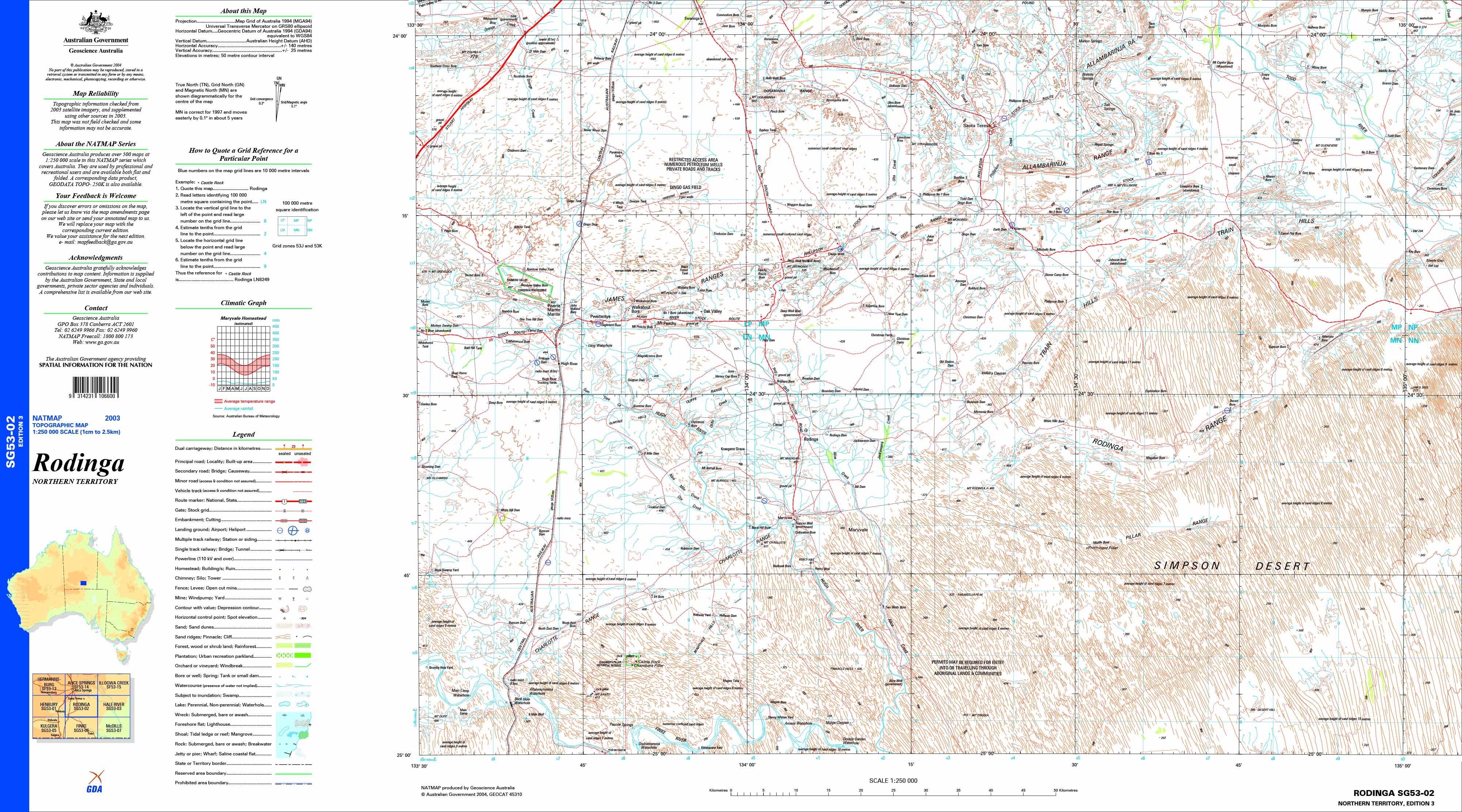 Buy Rodinga SG53-02 Topographic Map 1:250k
