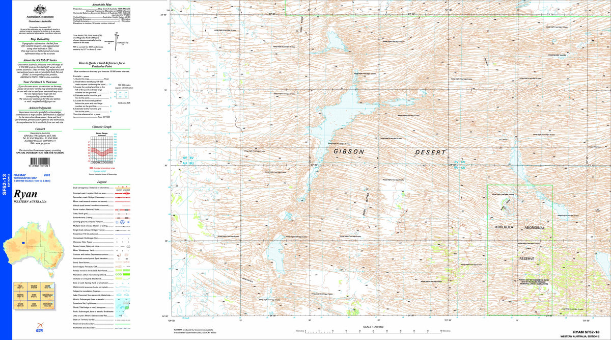 Ryan SF52-13 Topographic Map 1:250k | Mapworld