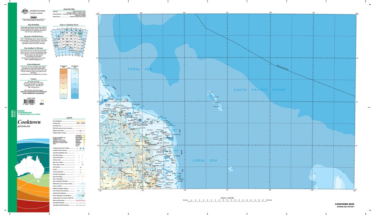 SD-55 Cooktown 1:1 Million General Reference | Mapworld