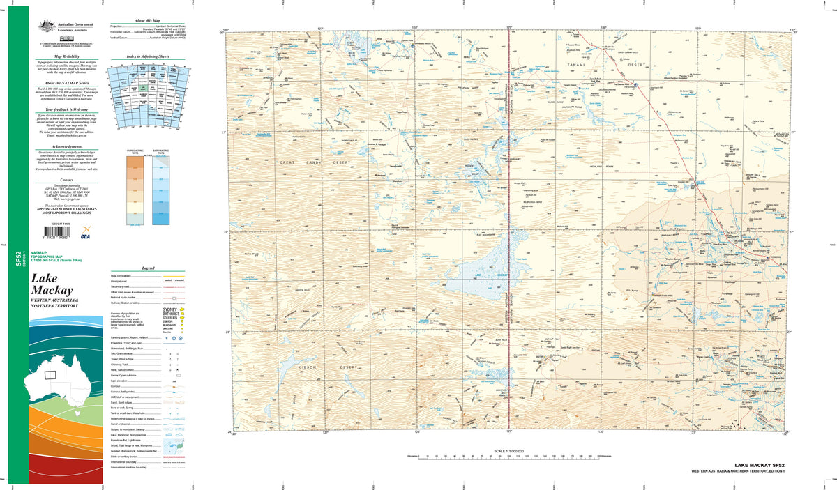 SF-52 Lake Mackay 1:1 Million General Reference | Mapworld