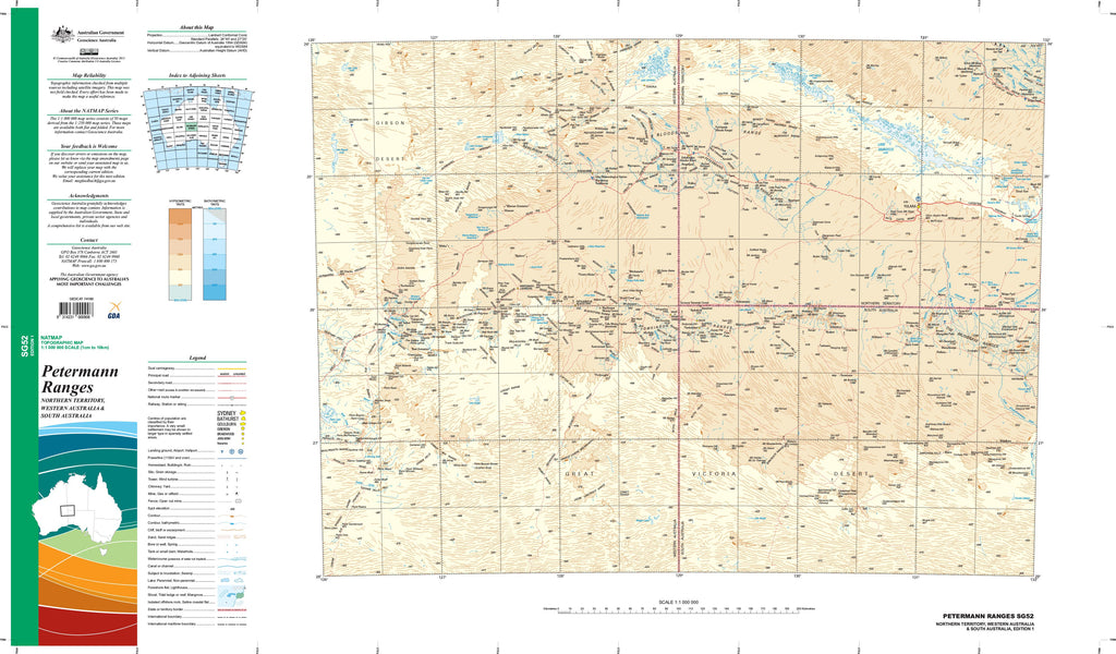 SG-52 Petermann Ranges 1:1 Million General | Mapworld