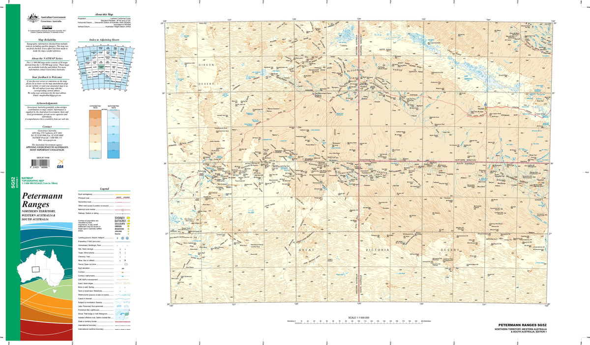 SG-52 Petermann Ranges 1:1 Million General | Mapworld