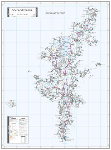 County Map of Shetland 740 x 1000mm