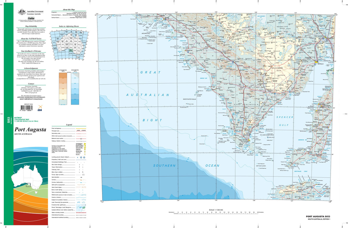SI-53 Port Augusta 1:1 Million General Reference | Mapworld