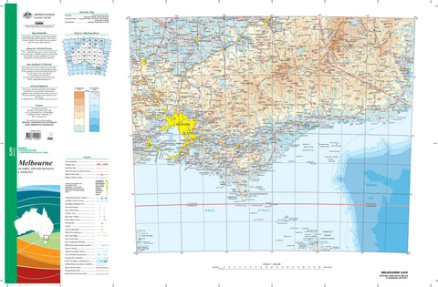 SJ-55 Melbourne 1:1 Million General Reference Topographic Map