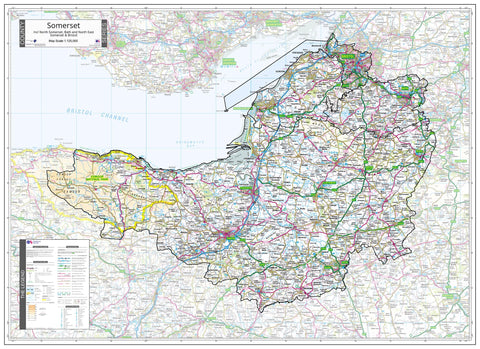 County Map of Somerset 1100 x 800mm