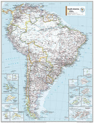 South America Political Atlas of the World, 11th Edition, National Geographic Wall Map