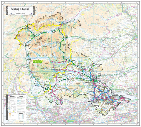 County Map of Stirling & Falkirk 1000 x 900mm
