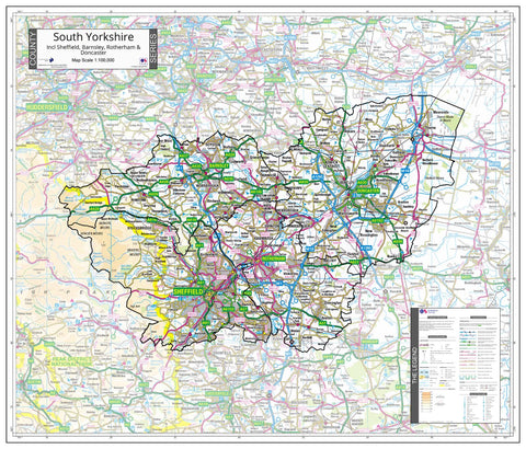County Map of South Yorkshire 820 x 700mm
