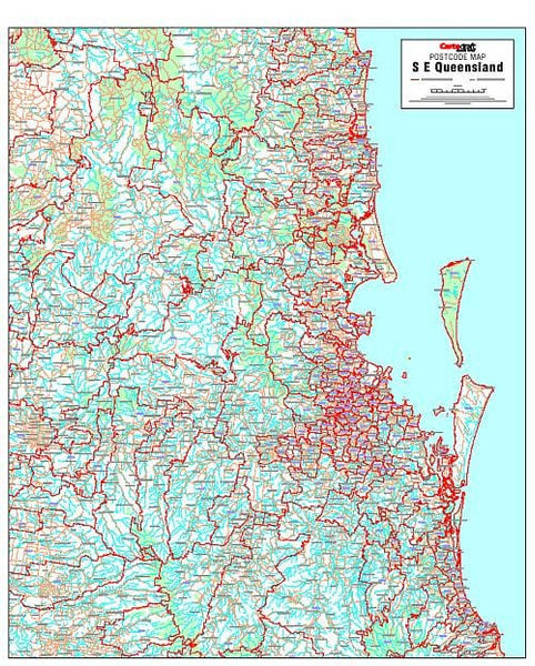 South East Queensland Postcode Laminated Wall Map 788 x 956mm