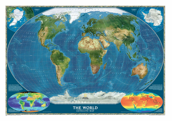 World Satellite National Geographic 1166 x 773mm Wall Map