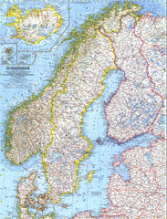 Scandinavia Wall Map - Published 1963 by National Geographic