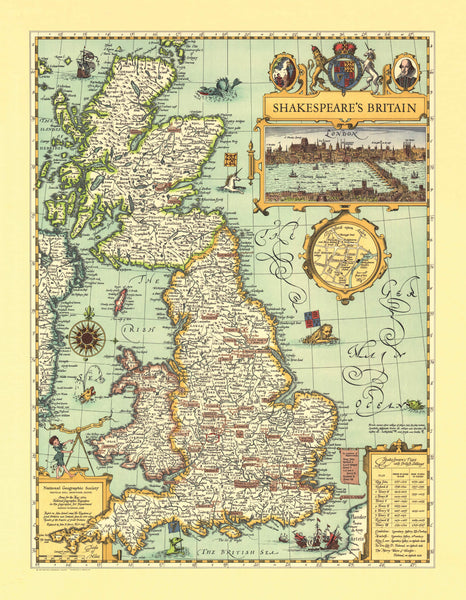 Shakespeare's Britain Wall Map by National Geographic