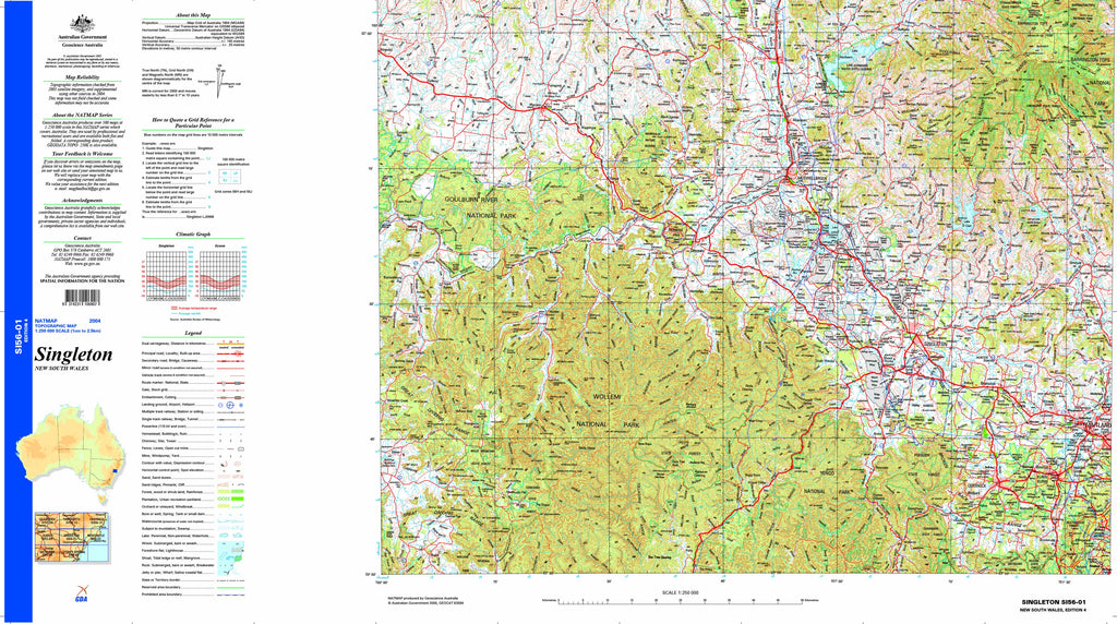 Singleton SI56-01 Topographic Map 1:250k | Mapworld