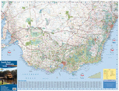 South East Australia Meridian Wall Map 1005 x 815mm Laminated Wall Map with Hang Rails