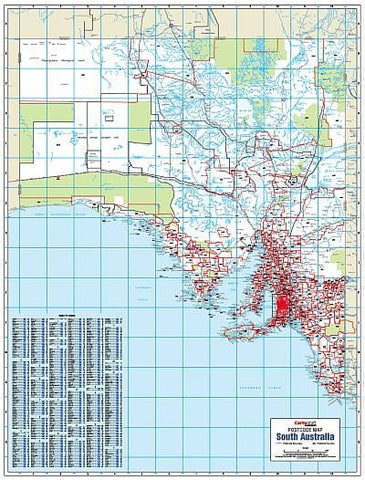 South Australia Postcode Laminated Wall Map 788 x 1036mm