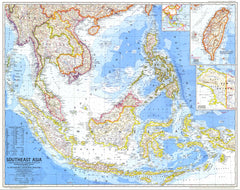 Southeast Asia Wall Map - Published 1968 by National Geographic