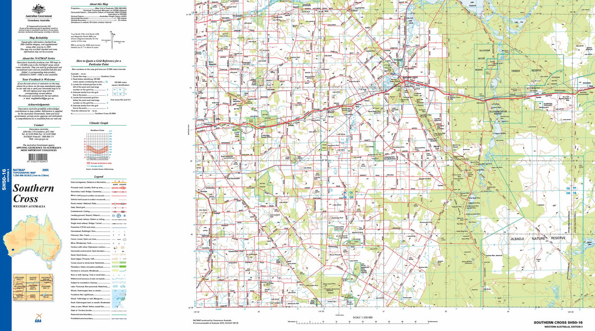 Southern Cross SH50-16 Topographic Map 1:250k | Mapworld