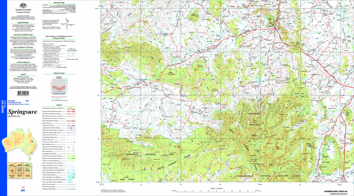 Springsure SG55-03 Topographic Map 1:250k | Mapworld
