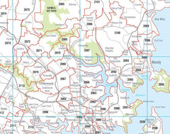 Sydney & New South Wales Postcode Laminated Wall Map 788 x 1110mm