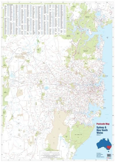 Sydney & New South Wales Postcode Wall Map