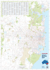 New South Wales & Sydney Postcode Laminated Wall Map 1110 x 788mm