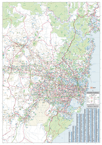 Sydney & Region Hema 1000 x 1430mm Supermap Canvas Wall Map