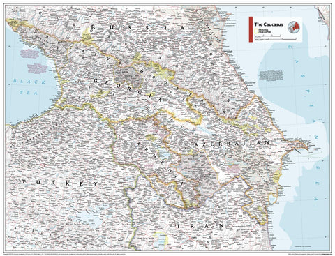 Caucasus Atlas of the World, 11th Edition, National Geographic Wall Map