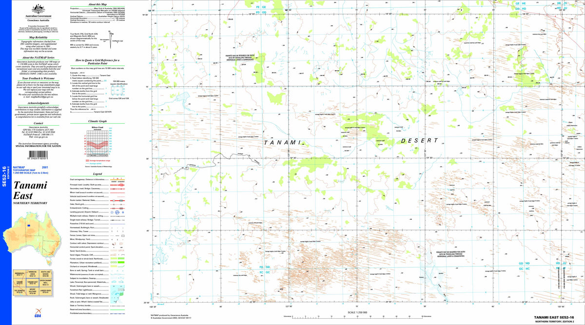 Tanami East SE52-16 Topographic Map 1:250k | Mapworld