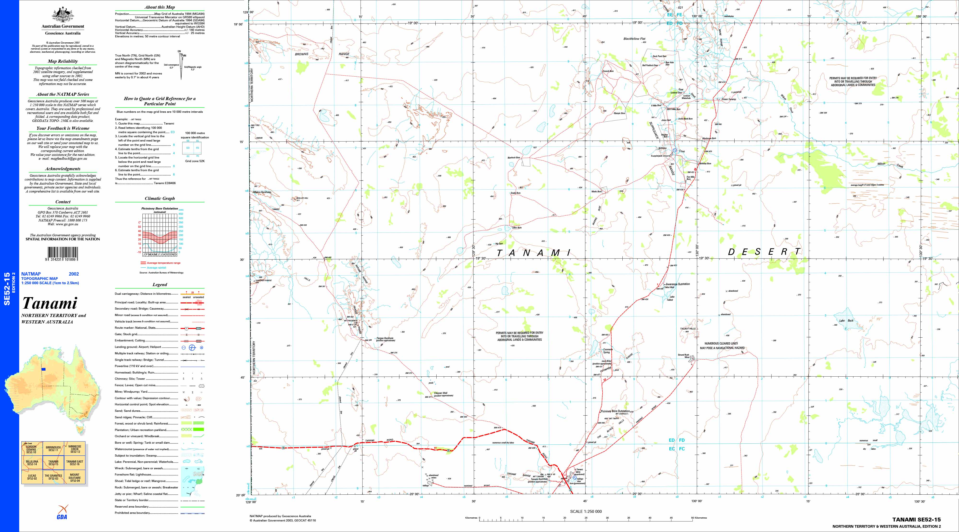 Tanami Map Tanami SE52-15 Topographic Map 1:250k | Mapworld