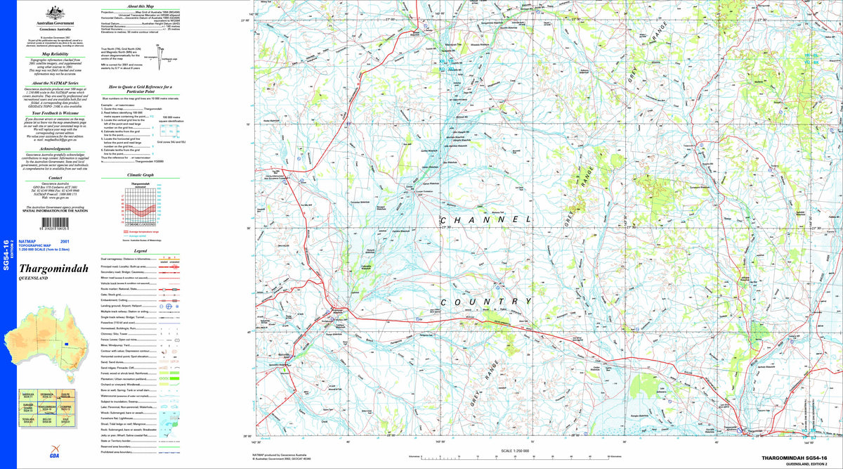 Thargomindah SG54-16 Topographic Map 1:250k | Mapworld