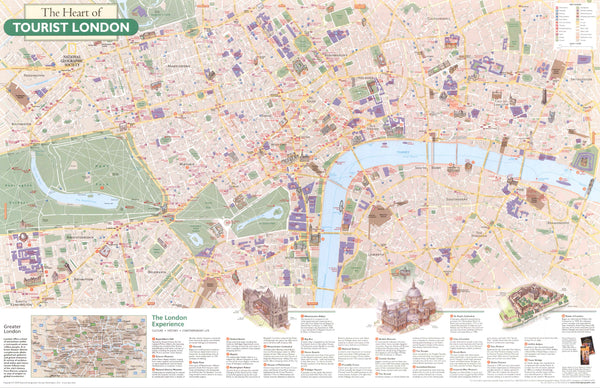 The Heart of Tourist London 791 x 512mm Wall Map
