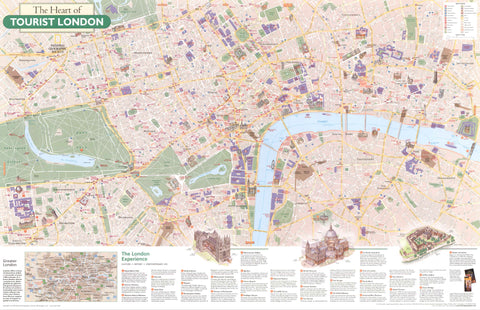 The Heart of Tourist London 791 x 512mm Wall Map