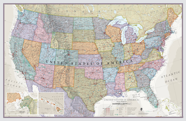 USA Classic Maps International Wall Map 864 x 559mm